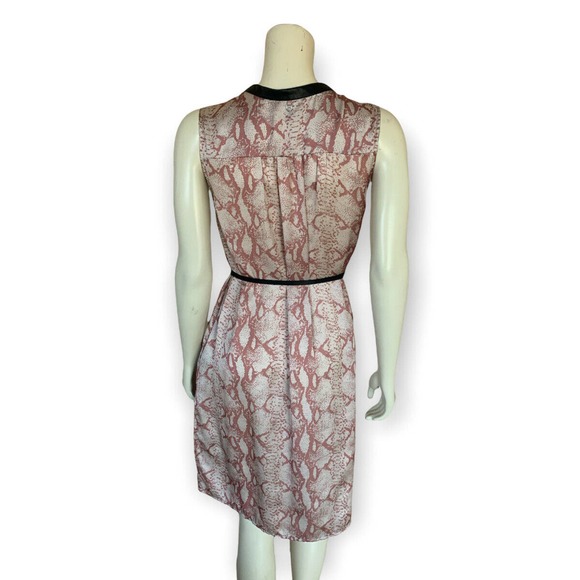 Rudsak Snakeskin Printed Mini Dress Small Womens Pink Faux Leather Trim Belt Top - Picture 4 of 12